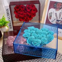 2025 nouveau cadeau de mode pour toujours roses éternelles boîte transparente pour noël saint valentin cadeau fleur préservée dans une boîte à musique en acrylique