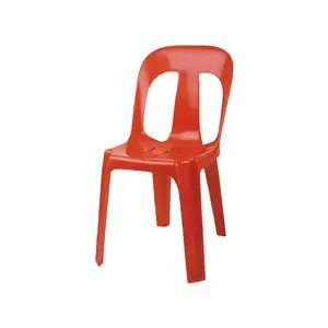 Fashion Style Indoor And Outdoor Red Chair Stackable Plastic Chairs With Anti Slip Feet Back