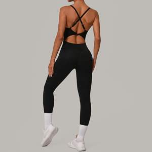 Großhandel Damen-<span class=keywords><strong>Jumpsuit</strong></span>, rückenfreier Body, Shapewear, Playsuit mit verstellbaren Trägern, Shorts-Romper mit Brustpolster für Pilates und Yoga - Product Image 3