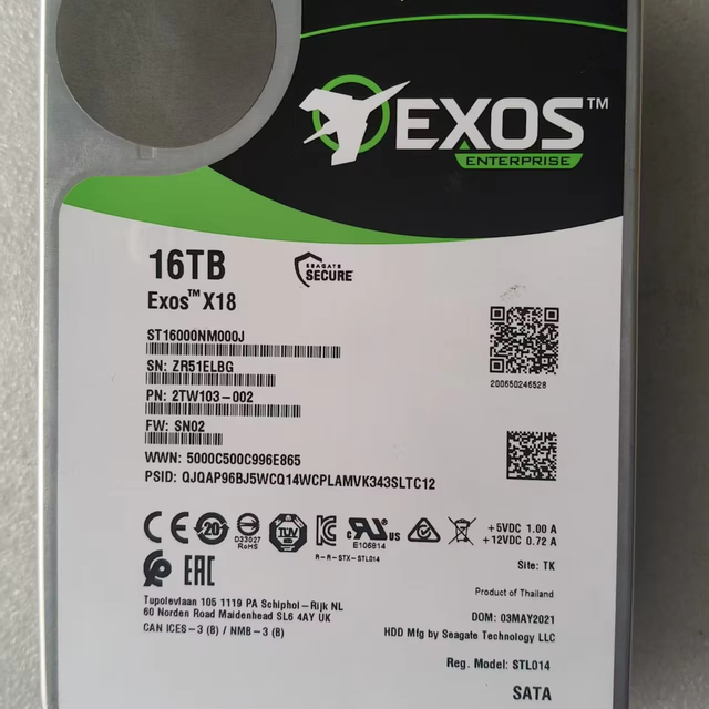 For ST16000NM00J 16TB 512e Enterprise Server Internal Hard Disk Drive 6Gb/s 7200RPM 3.5INCH SATA 256MB CMR New