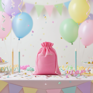 Sacchetto Regalo Ilan Rosa 15x20 Cm in Imitazione Juta per Bomboniere - Product Image 2