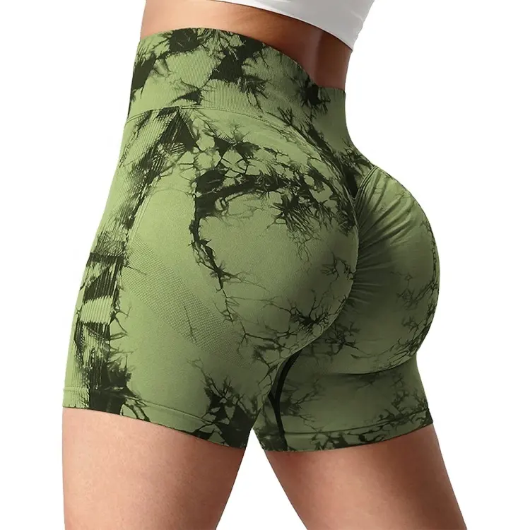 Lanyu Biểu Tượng Tùy Chỉnh Liền Mạch Yoga Quần Short Scrunch Mông Tie Dye Sọc Biker Quần Short Dành Cho Người Lớn Thể Dục Thể Dục Phòng Tập Thể Dục Tập Thể Dục Tập Thể Dục Xà Cạp