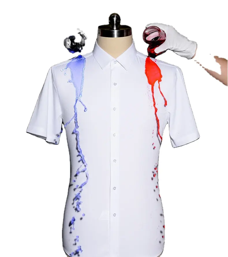 OEM özel su geçirmez garson üniforma gömlekleri sıvı dayanıklı üstleri yağ dayanıklı giyim Slim Fit iş rahat resmi gömlek
