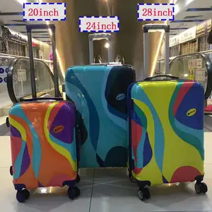 גבוהה עגלת מזוודות תיק גלגלים נסיעות תיק מחשב נייד צבעוני 3 pcs בסט נסיעות מזוודה עם Built-ב עגלה