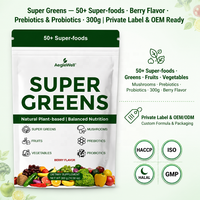 Super Greens Superfood Poeder met Prebiotica & Probiotica, Groenten Fruit & Champignons Complex, Dagelijks Welzijnssupplement