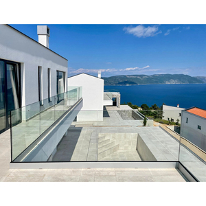 Garde-corps en verre en aluminium pour extérieur avec balustrades en verre trempé de sécurité pour balcon, garde-corps de sol monté pour escalier - Product Image 5