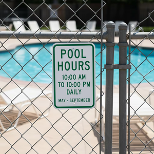 Panneau personnalisé 18 x 12 pouces : Heures d'ouverture de la piscine du matin 10h au soir 22h, du printemps au septembre - Product Image 4