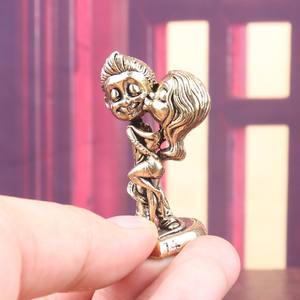 Pirinç Retro Çift Süsleme Yaratıcı El Sanatları Bakır Süsleme Küçük Figürler Minyatür Ev Dekor - Product Image 2