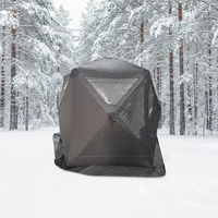 Tente de sauna hexagonale Warmfire à 6 côtés, en Oxford 300D imperméable, triple couche, avec cheminée, 4 saisons, montage rapide et automatique