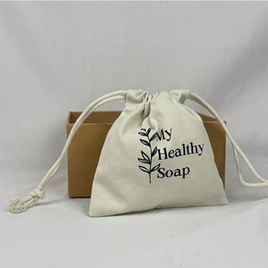 Recyclable Organic Cotton <b>Drawstring</b> Bag Portable <b>Pouch</b> Bag Trendy <b>Drawstring</b> Bag Simple Solid Color Soft <b>Drawstring</b> for Daily - Product Image 3