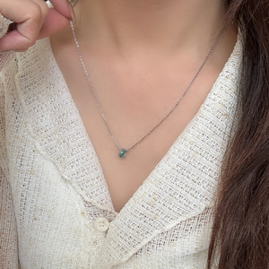 Elegant Design Minimalist Quartz Jade Bead Pendant Necklace Rhodium Steel <b>Chain</b> Handmade Jewelry Engagement Wedding Party - Product Image 5