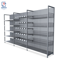 Grau-Orange Doppelseitiges Hochwertiges Kaltgewalztes Stahl-Perforiertes Leichtgewichtiges Metall-Supermarktregal Schnelle Installation Verstellbar