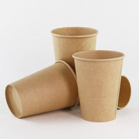 Gobelet isotherme jetable en papier kraft brun de qualité alimentaire à paroi simple pour boissons chaudes et froides, idéal pour les cafés et hôtels