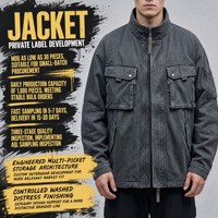 Proveedor Mayorista de Chaquetas de Algodón para Hombre, Estilo Informal, Cuello Alto, Lavadas, con Bordado Personalizado, Modelo TKAN9001