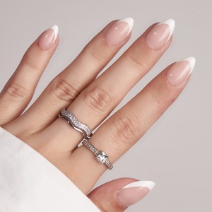 Btartbox 30pcs Short Almond Artificial Fake French <b>Nails</b> High Quality Wholesale Soft Gels French Tip Press on <b>Nails</b> <b>Set</b> - Product Image 4