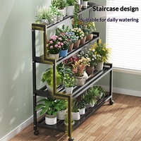 Nouveau support à fleurs pour balcon, étagère en fer multi-niveaux de type échelle, présentoir sur pied mobile pour pots de fleurs succulentes