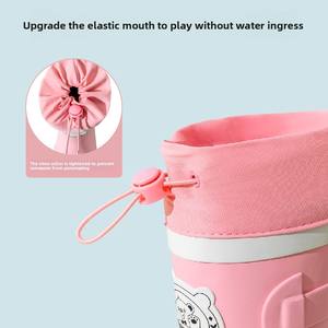 Bottes de pluie chaudes d'automne pour enfants, bottines et bottes mi-hautes en caoutchouc imperméables doublées de coton pour garçons, filles, enfants plus âgés et bébés - Product Image 5