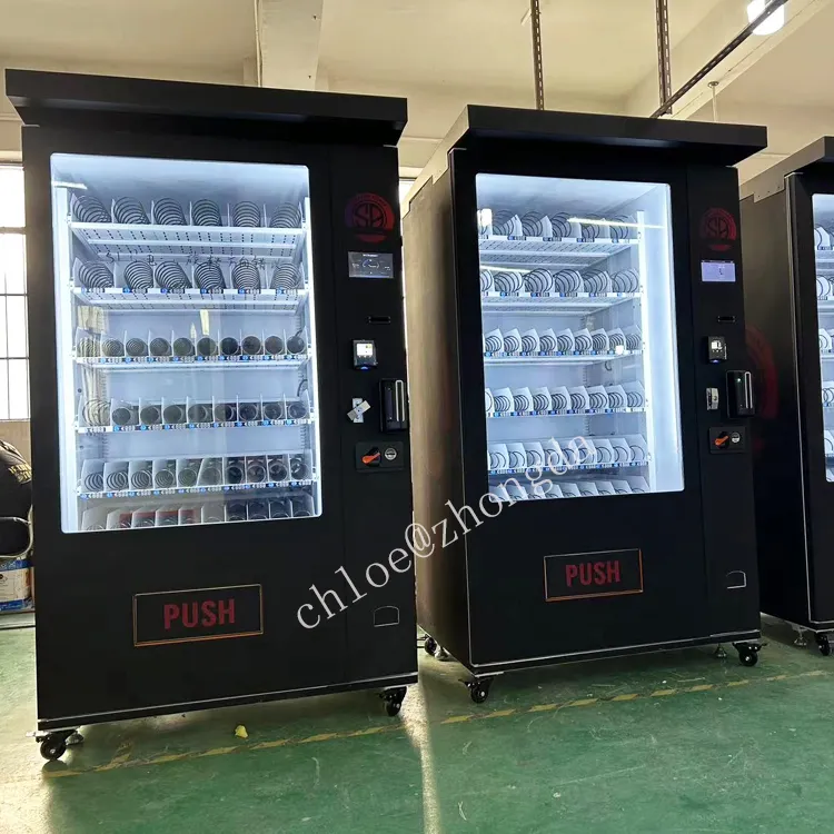 Pabrik Mesin penjual minuman dingin bir botol makanan ringan otomatis Jerman, produsen mesin penjual minuman luar ruangan
