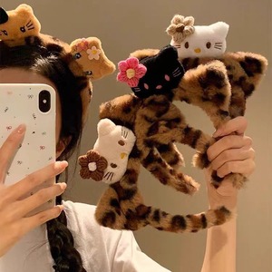 Nouveau Bandeau en Peluche Fait Main à Motif Léopard et Oreilles de Chat, Style Dessin Animé Mignon, Unisexe, Frais et Doux, Été 2026, Idéal pour le Visage et les Petits Animaux - Product Image 1