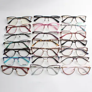 Vente en gros, bon marché, monture de lunettes en métal, stock prêt à l'emploi, lunettes optiques, montures pour lunettes
