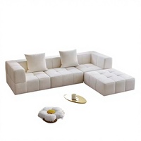 Modulares Sofa-Set Weiß Quadratisch Vakuumkomprimiert Bouclé-Stoff Weicher Schaumstoff-Couch für Wohnzimmer Hotel Villa Büro