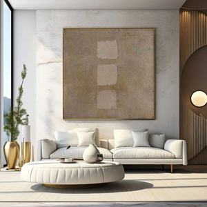 Cuadro contemporáneo en lienzo Wabi Sabi, tono tierra beige, pintura abstracta texturizada, arte de pared para el hogar y la galería - Product Image 3