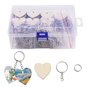 <b>Wooden</b> <b>Heart</b> Pendants 100Pcs With Keyrings <b>For</b> DIY <b>Crafts</b> Gift Tags Ornaments Eco Friendly Natural Wood Shape Set - Product Image 4