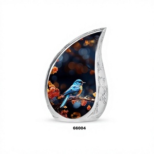 Urna conmemorativa de aluminio para adultos con forma de lágrima, gorrión, pájaro, para cenizas humanas, recuerdo decorativo, urna funeraria con bolsa de terciopelo gratis - Product Image 1
