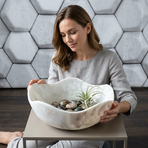 Handmade Polished Eco-Friendly Resin Bowl with <b>Air</b> Plant and <b>Stones</b> Classic Decor Dishwasher Safe for Home Use - Product Image 1