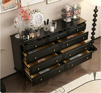 Armoire de rangement vintage en bois massif à cinq tiroirs, style français, design simple et moderne, pour chambre, entrée, salon, multi-usages