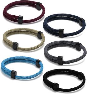 Bracelet en corde Milan réglable double séparé fait à la main de haute qualité Bracelet étiré <span class=keywords><strong>noir</strong></span> - Product Image 6