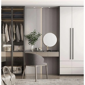 Set di <span class=keywords><strong>Armadio</strong></span> e Toletta in Legno Massello <span class=keywords><strong>Bianco</strong></span> di Lusso Moderno Personalizzato per Camere da Letto di Appartamenti con Soluzioni di Stoccaggio Salvaspazio - Product Image 6