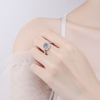 Bague de mode en argent sterling 925 avec diamants Moissanite taille ronde 1 carat, bague halo de fiançailles et de mariage pour femme