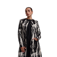 Robes de soirée Aïd Ramadan élégantes, Abaya noire 2026 de luxe, longueur ras du sol, en polyethersulfone anti-boulochage, imprimé blanc, pour femmes musulmanes
