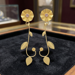 Brass Gold Plated Drop Earrings Gemstone Handmade Ethnic <b>Boho</b> Fashion Unisex Anniversary Party Gift - Product Image 3