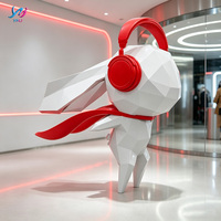 Patung Kelinci Geometris 3D dari Fiberglass Modern yang Tahan Lama untuk Dekorasi Rumah Luar Ruangan, Lobi Hotel, Galeri Seni, dan Model Komersial