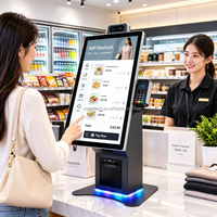 Kiosque de commande pour restaurant 24 pouces, Android, Win10, Win11, Linux, terminal de paiement en libre-service, imprimante, lecteur NFC, lecteur de code QR, lecteur d'empreintes digitales