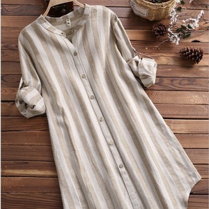 Camisas Largas a Rayas para Mujer, Blusas de Primavera y Otoño, Ropa Informal con Botones y Solapa, Manga Larga - Product Image 3