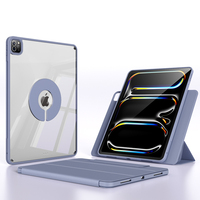 Étui de protection transparent rotatif détachable avec porte-crayon en cuir PU à trois volets pour iPad Pro 11 pouces étui M4 2024 5th Gen Case