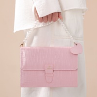 Carnet à 6 anneaux en cuir PU rose
