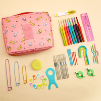 Kit de crochet avec sac de rangement, ensemble d'aiguilles à tricoter, outils de couture et accessoires pour loisirs créatifs DIY, fournitures de crochet