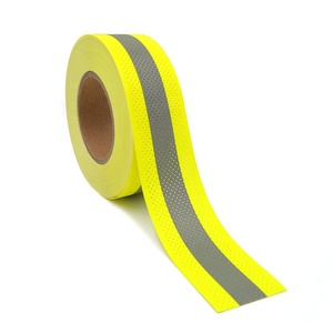 Bande de signalisation haute visibilité jaune fluo ignifuge en tissu à haute réflexion pour gilets et vestes de sécurité, type à coudre - Product Image 2