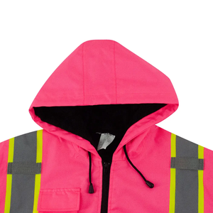Industrial <strong>Safety</strong> <strong>Jacket</strong> for Construction Workers ANSI Class 2 Hi Vis Reflective Tape 300D Oxford Waterproof Fabric Windproof - Product Image 4