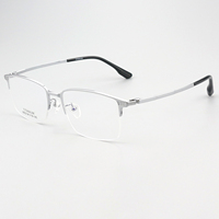 Gafas Ópticas Duraderas de Titanio Puro Modelo 8002 para Hombre, Elegantes, de Alta Gama, Semi-Montura Cuadrada, para Lectura, Entrega Rápida Directa