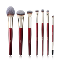 Set de 2 pinceaux cosmétiques pour le contour du visage, poudre et blushing, poils synthétiques de haute qualité, tube d'or, pinceau de mise en évidence de marque privée