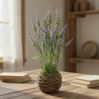 Desain Fashion Tanaman Lavender Buatan Plastik Simulasi Tinggi, Tampilan Alami, Tahan Lama, Dekorasi Tanaman Indoor Outdoor
