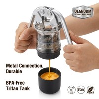 Cafetière portable haut de gamme, machine à expresso manuelle avec connexion métallique, réservoir Tritan sans BPA, certifiée FDA LFGB