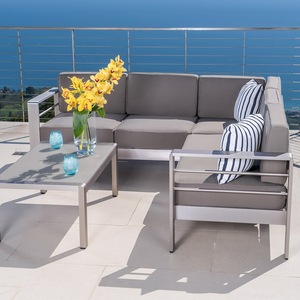 Ensemble <span class=keywords><strong>de</strong></span> canapés combinés en <span class=keywords><strong>bois</strong></span> et acier inoxydable <span class=keywords><strong>de</strong></span> luxe moderne pour l'extérieur, idéal pour les hôtels, les jardins et les salons <span class=keywords><strong>de</strong></span> villas - Product Image 1