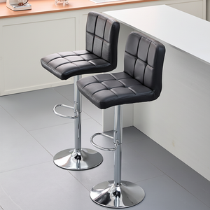 Chaises de bar pivotantes modernes et réglables en similicuir gris pour îlot de cuisine et comptoir de bar - Product Image 2