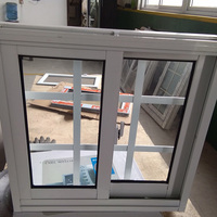 Ventana Corredera de Aluminio Estilo Americano, Doble Acristalamiento, Marco de Alta Seguridad con Rejillas Antirrobo para Casa
